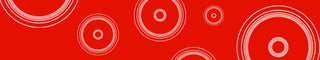 Red background with multiple white concentric circles of varying sizes scattered across the image, creating an abstract and modern pattern.
