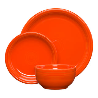 Bistro Coupe 3-Piece Place Setting, Service for 1 - place settings Made in America by The Fiesta Tableware Company