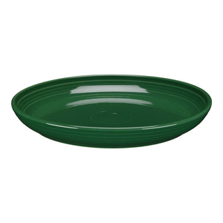 The Fiesta Coupe 10 3/8 Inch Dinner Bowl 40 OZ in jade is a round, glossy ceramic bowl with subtle rim ridges, shown from a slight angle on a white background; it's microwave safe and ideal for versatile, everyday use.