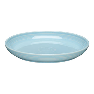 The Fiesta Coupe 10 3/8 Inch Dinner Bowl 40 OZ in sky features a smooth, glossy finish and a slightly raised rim—versatile, microwave safe, and perfect for everyday use. Shown on a white background.