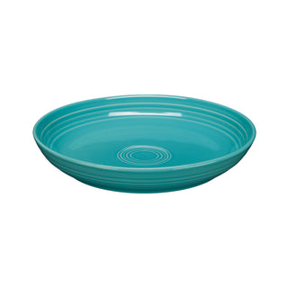 A turquoise Fiesta Coupe 8 1/2 Inch Luncheon Bowl (26 OZ) with a glossy finish and concentric circular grooves, photographed on a white background.