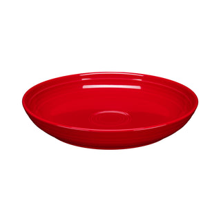 The Fiesta Coupe 8 1/2 Inch Luncheon Bowl (26 OZ) in scarlet features a smooth finish and concentric rings—perfect as a multipurpose bowl for any setting. Photographed on a white background.