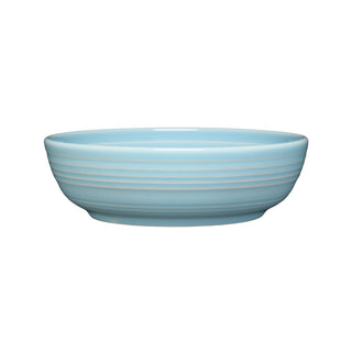 The Fiesta Coupe 6 3/4 Inch Salad Bowl 24 OZ in sky features subtle horizontal ridges and is dishwasher safe for convenient, everyday use. Shown on a white background.