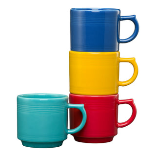 Add a pop of color to your kitchen with the Fiesta Vibrant 16 OZ Set of 4 Mixed Stackable Mug Set.