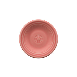 A Fiesta Retired 3 Inch Magnet Mini Dinner Plate in peony features concentric circular ridges and a classic plate design, viewed from above on a white background. Made in the USA.