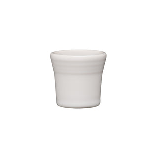 A Fiesta 1 1/2 OZ Ceramic Shot Glass in white from Fiesta is set against a white background. Made in the USA.