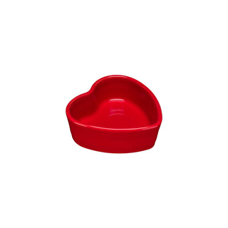 The Fiesta 7 OZ Heart Shaped Ramekin, 4 1/2 inch in scarlet, is shown on a white background.