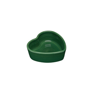 The Fiesta 7 OZ Heart Shaped Ramekin in jade is displayed against a white background, showcasing its charming ceramic design.