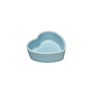 The Fiesta 7 OZ Heart Shaped Ramekin, 4 1/2 inch, in sky color features a smooth, glossy finish and is photographed on a white background.