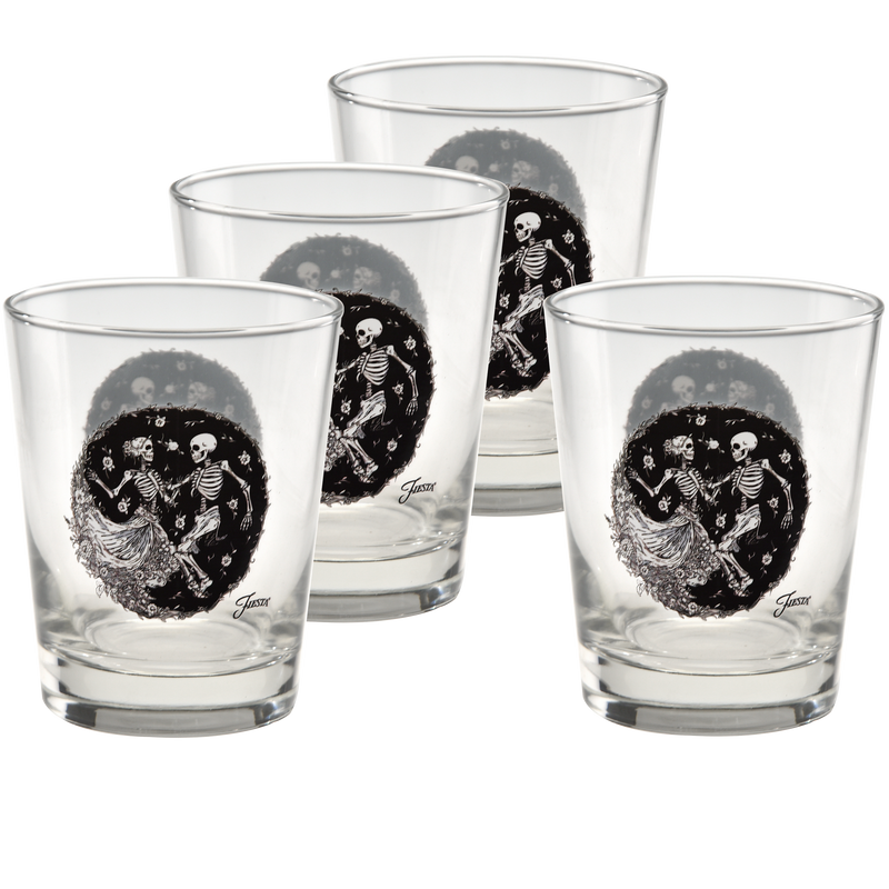 Fiesta Skeleton Duet 15 oz Tapered Double Old Fashion Set of 4