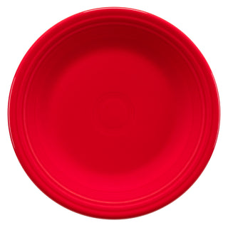Scarlet Classic Rim 10 1/2 Inch Dinner Plate with concentric rings on the rim, viewed from directly above.