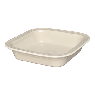 The Fiesta Linen Square 9x9 Inch Baker, a 2-quart cream-colored plastic tray with rounded corners and raised edges, made in the USA, is shown on a white background.