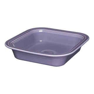 The Fiesta Lavender Square 9x9 Inch Baker (2 Quart) is a stylish, lavender ceramic dish with rounded edges and glossy finish, perfect for any kitchen. Shown on a white background.
