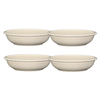 Four Fiesta Linen Classic Rim 8 3/8-inch, 34-ounce pasta bowls are arranged in two rows of two against a white background.