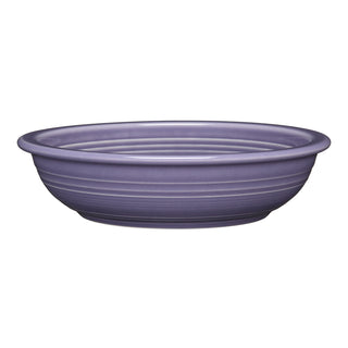 The Fiesta Lavender Classic Rim 8 3/8 Inch Pasta Bowl (34 oz) is a matte ceramic bowl with subtle side ridges, elegant design, and lead-safe china—ideal for serving individual pasta portions.