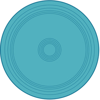 A teal circle with several concentric rings evenly spaced inside it, creating a layered, ripple-like effect on a plain white background.