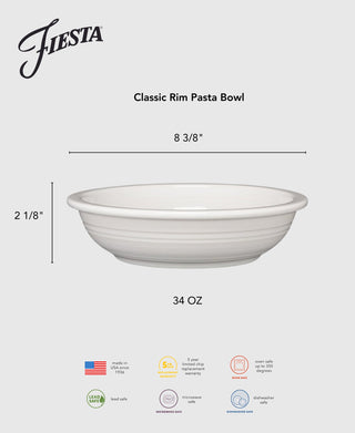 Classic Rim 8 3/8 Inch Pasta Bowl 34 OZ - bowls Made in America by The Fiesta Tableware Company