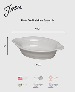 Fiesta 9 1/8 Inch Oval Individual Casserole 13 OZ - bakeware Made in America by The Fiesta Tableware Company