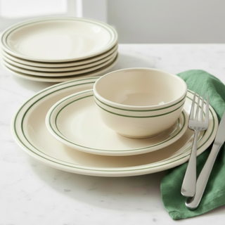 Jade place setting with luncheon plate stack added