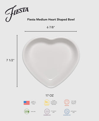 Fiesta 7 1/2 Inch Medium Heart Shaped Bowl 17 OZ - bowls Made in America by The Fiesta Tableware Company
