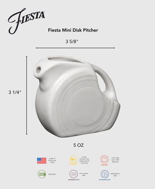 Fiesta 5 OZ Mini Disk Pitcher - pitchers, carafes and teapots Made in America by The Fiesta Tableware Company