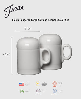 Fiesta 4 5/8 Inch Rangetop Large Salt and Pepper Shaker Set - countertop accessories Made in America by The Fiesta Tableware Company