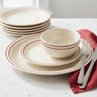 Scarlet place setting with luncheon stack added