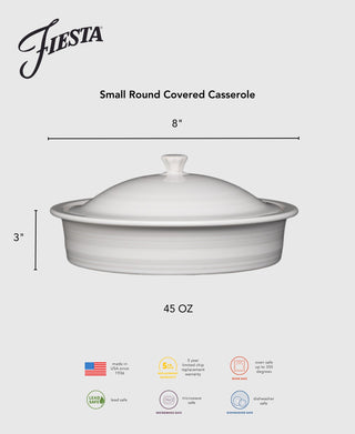 Small 10 Inch Round Covered Casserole 1.4 Quart - bakeware Made in America by The Fiesta Tableware Company