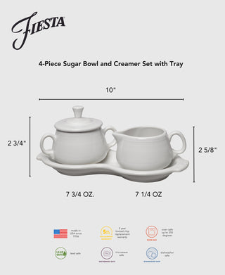 4-Piece Sugar Bowl and Creamer Set with Tray - countertop accessories Made in America by The Fiesta Tableware Company
