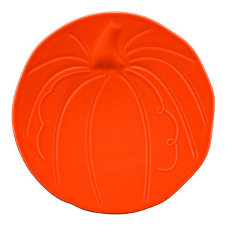 poppy orange Fiesta pumpkin shaped embossed plate made in the usa