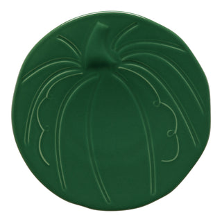The Fiesta Pumpkin Shaped Plate 8 1/2 Inch in Jade features a ceramic, pumpkin-inspired design with embossed segments and a stem—ideal as festive autumn tableware or decorative 3D plates for your harvest gatherings.