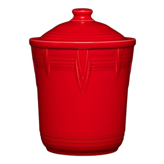 The New Retired Fiesta 2 Quart Medium Chevron Canister by Fiesta comes in scarlet and features a seal tight lid with a stylish color glaze.