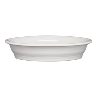 The Fiesta Retired Oval Baker, 10 1/4 in, 40 oz, in white, features a simple design with gently flared sides and is shown on a white background.