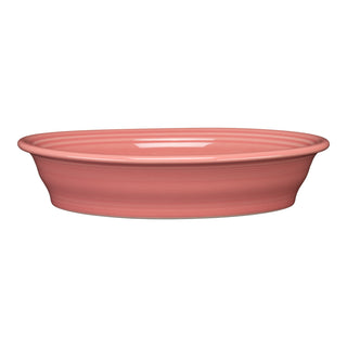 A Fiesta Retired Oval Baker in peony, 10 1/4 inches and 40 oz, is shown from the side against a white background.