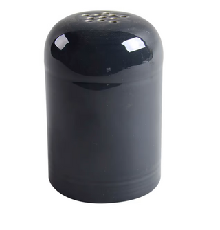 The Retired Fiesta Cheese Shaker by Fiesta is a hand-finished slate ceramic shaker with a glossy, chip-resistant finish and holes on top, shown against a white background.